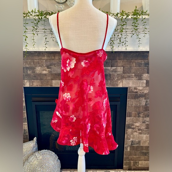 Vintage Vanity Fair Red Floral Slip Dress Lingerie Short Size L - Picture 5 of 6